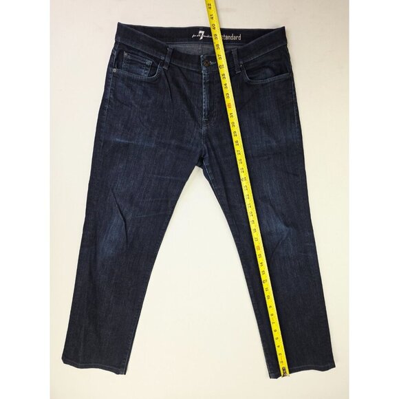 7 For All Mankind Size 33X29 Mens Standard Straight Blue Denim 5 Pocket Jeans - Picture 9 of 11